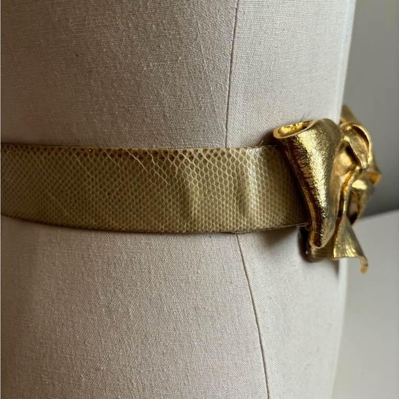 Vintage 1983 Christopher Ross 24K Gold PLATED BUCKLE With Leather Belt - Picture 6 of 9